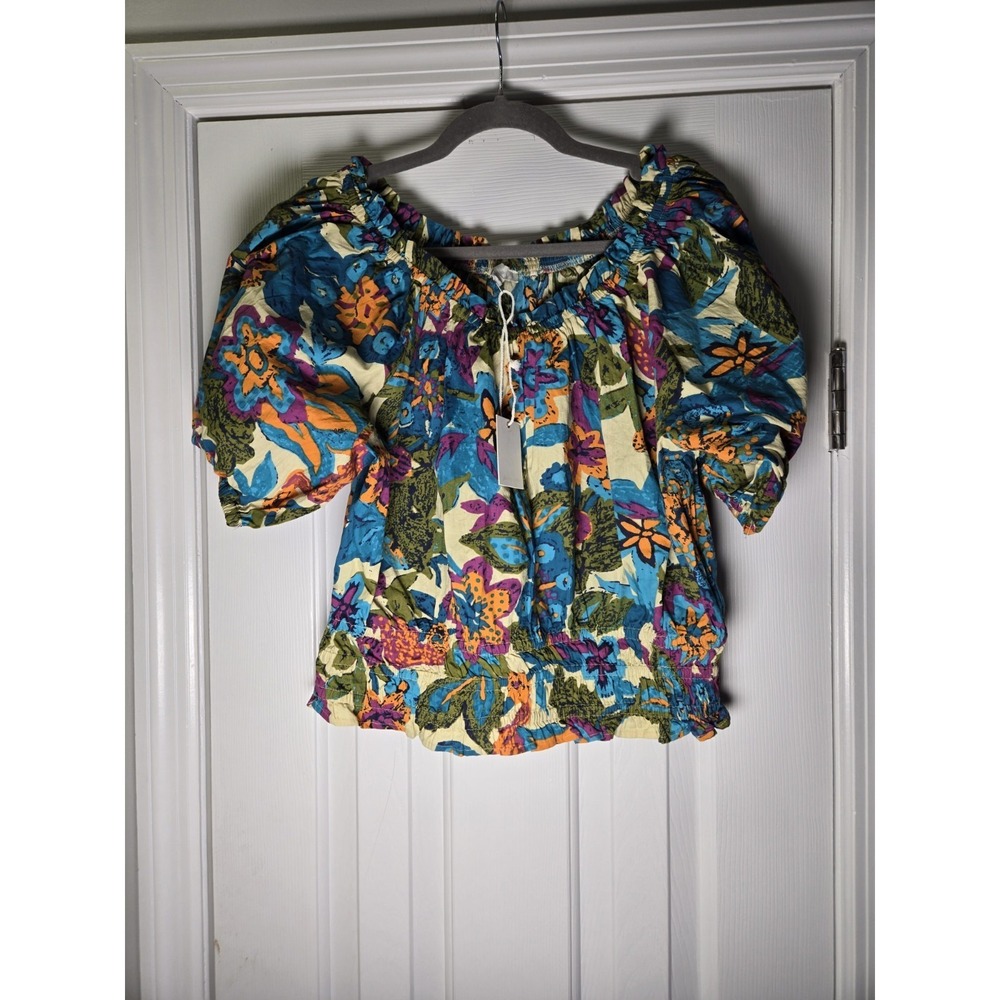 Jennifer & Grace L floral peasant blouse shirt balloon sleeves‎ cottagecore boho